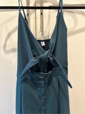 Wish Teal Blue Smocked Spaghetti Strap Dress